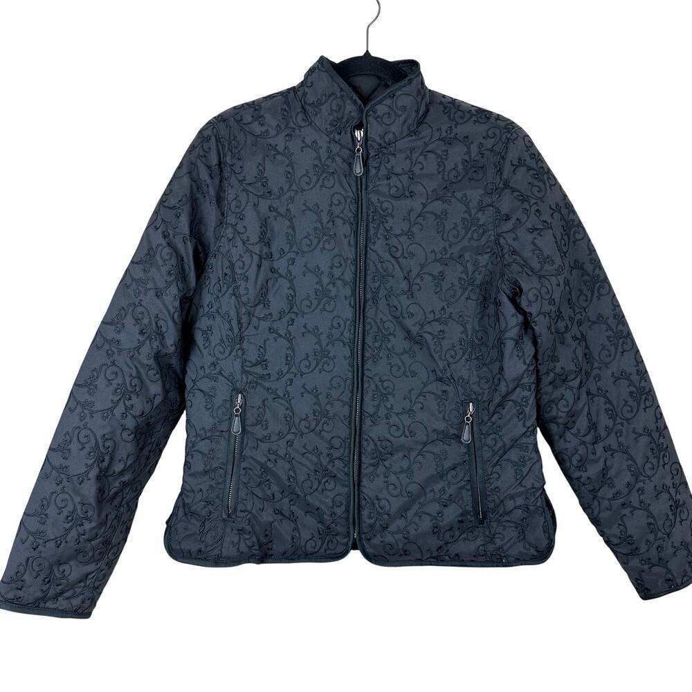 Eddie Bauer Goose Down Quilted Jacket Asian Dark Academia Floral Emboidered M‎